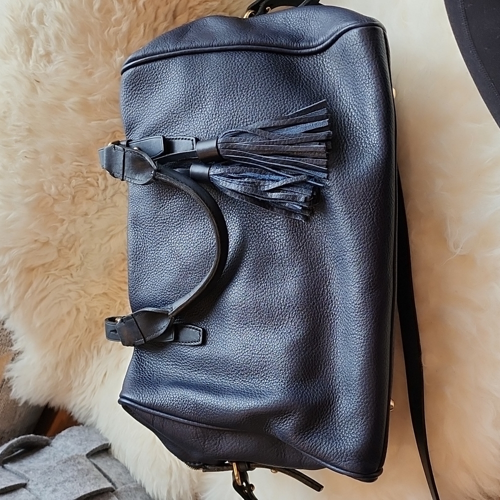 J Crew Navy purse with shoulder strap.